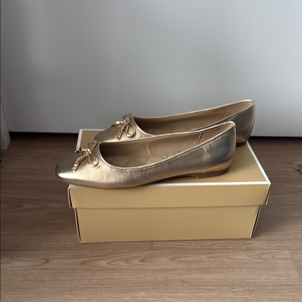 MICHAEL Michael Kors Gold Flats with Bow Detail